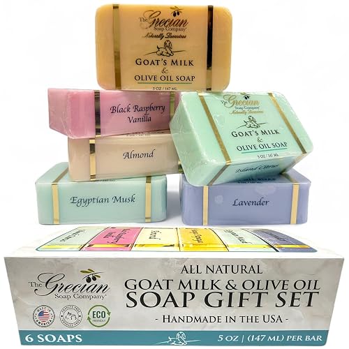 The Grecian Soap Company Goat Milk and Olive Oil Bar Soap - 6-Pack (5 Ounces Each, total 30ozs.) - Moisturizing Body Wash, Bar Soap for Bath Beauty & Personal Care The Grecian Soap Company