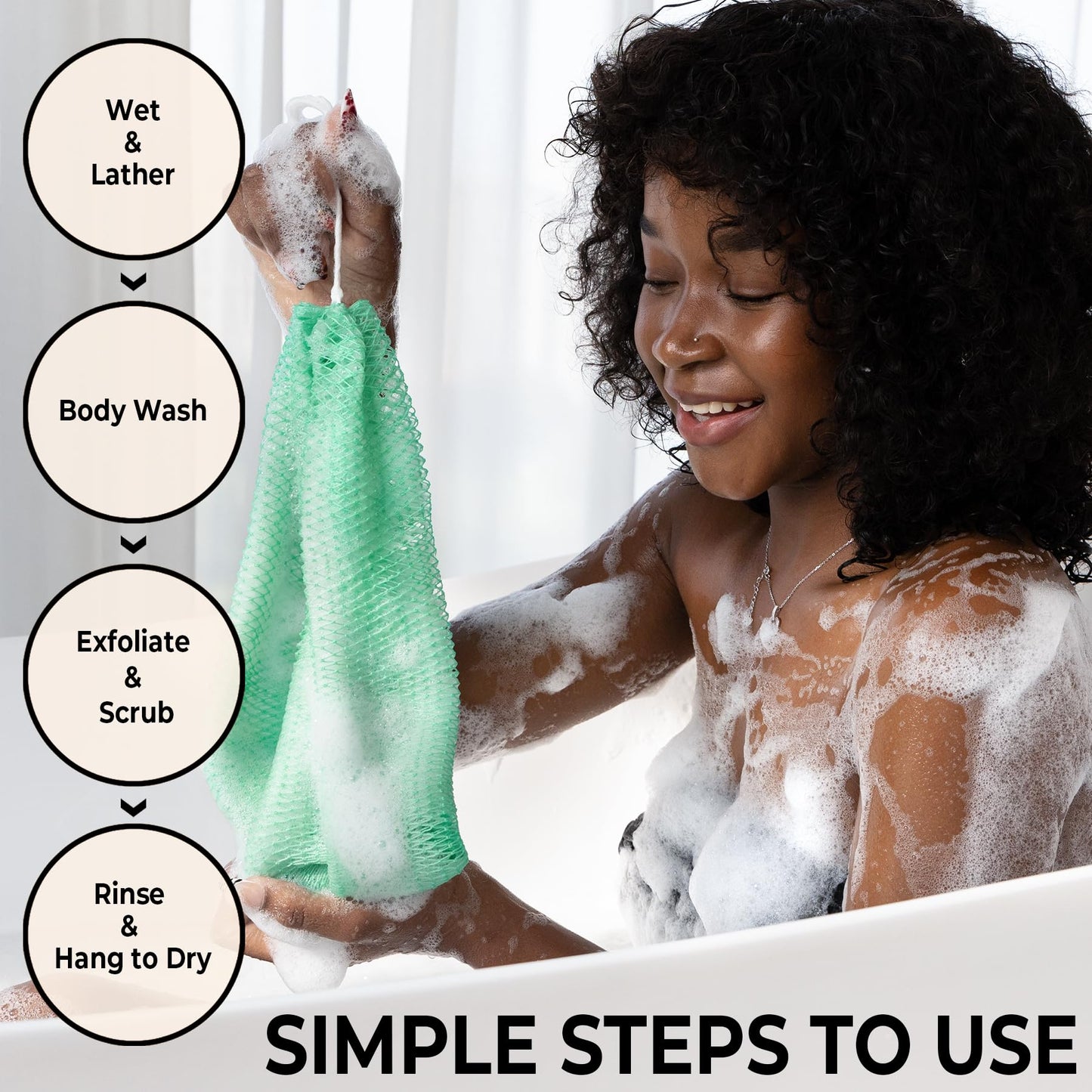 African Net Sponge Authentic - Afro Scrub Exfoliating Net Sponge with Knots - African Bath Sponges for Body Scrubber Exfoliator - Back Scrubber Beauty and Personal Care MINISENTIALS