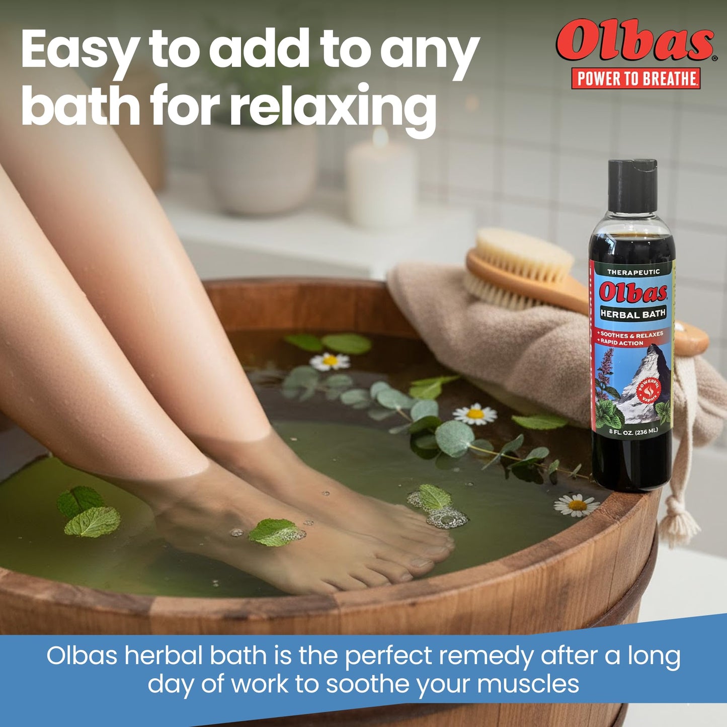 Olbas Herbal Bath 1 Pack, 8 fl oz (236 ml) Sore Muscle Bath Soak & Natural Muscle Relaxer Bath, Each Aromatic Swiss Formula with Essential Oils Beauty and Personal Care Olbas