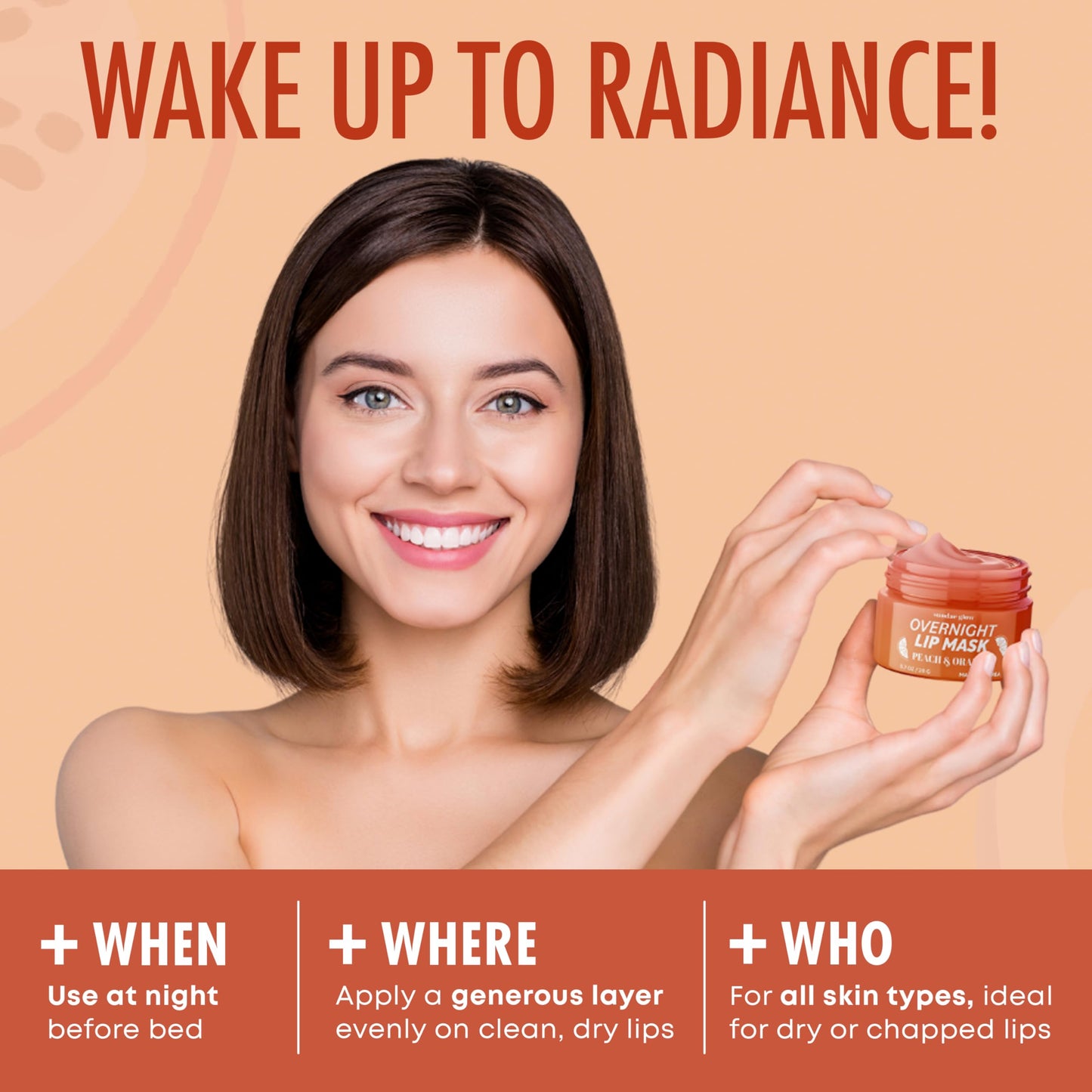 Sundae Glow Lip Mask with Peach & Orange - Hydration, Lip Repair for Dry Cracked Lips & Smoothing - Dermatologist Tested, Korean Lip Care - 95% Beauty & Personal Care Sundae Glow