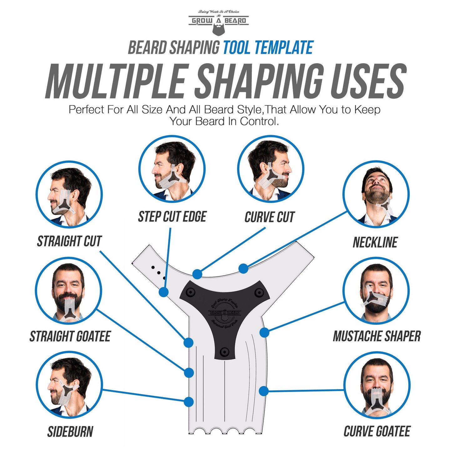 Beard Shaper & Beard Shaping Tool for Men, Beard Lineup Guide Template, Perfect for Styling and Edging, Includes Dual Action Beard Comb & Barber Beauty & Personal Care GROW ALPHA BEARD