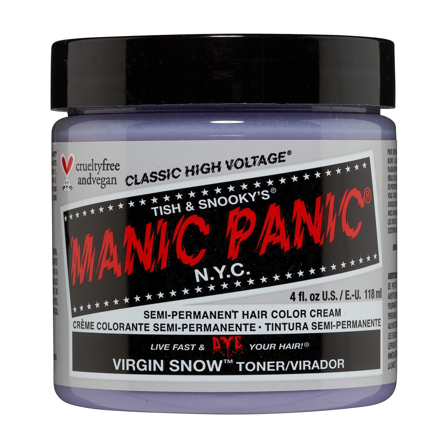 MANIC PANIC Virgin Snow Hair Toner - Classic High Voltage - Semi Permanent Blue Toner for Blonde, Bleached, Brassiness Orange Hair & Brassy Tones Beauty & Personal Care MANIC PANIC