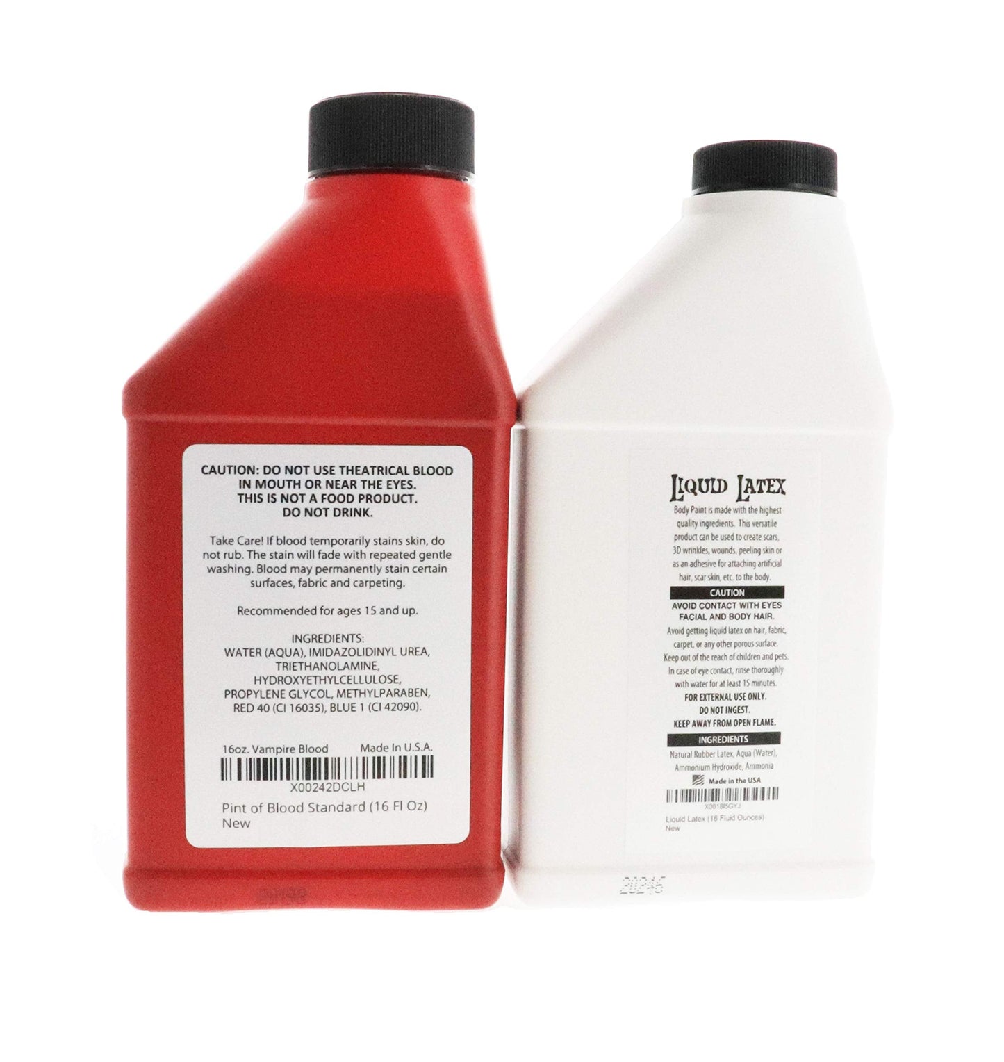 Fake Blood and Liquid Latex 16 Oz - Combo Kit - for Adults and Kids, Vampire Blood, Ideal for Artwork, Theater and Cosplays, 2 Full Pints Beauty & Personal Care Liquid Latex Fashions