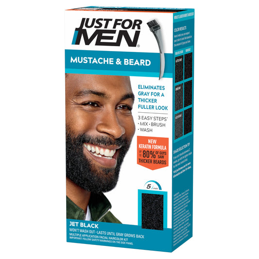 Just For Men Mustache & Beard Multiple Uses Beard Coloring for Gray Hair with Brush, With Keratin Biotin Aloe and Coconut Oil for Healthy Facial Hair Beauty & Personal Care Just for Men