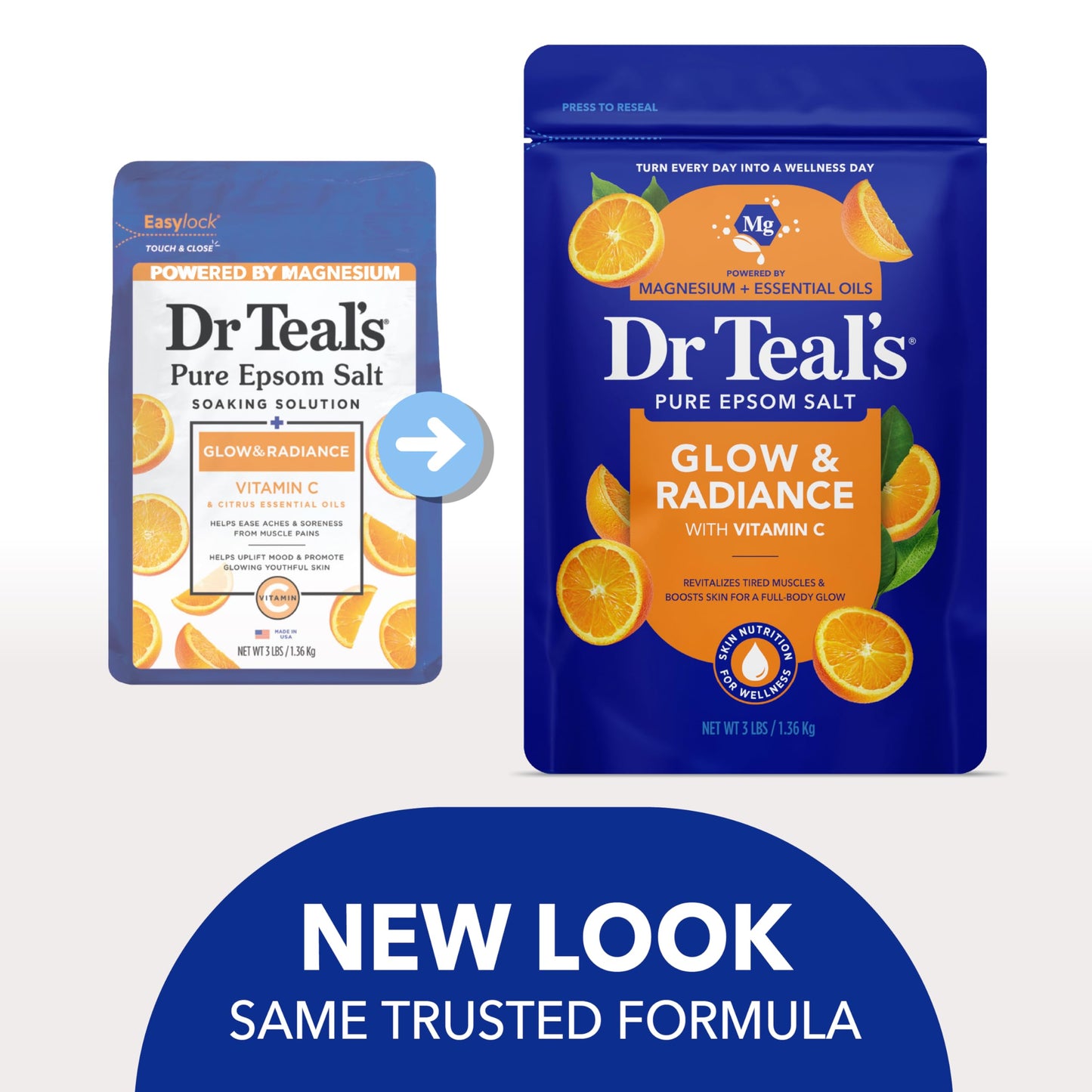 Dr Teal's Pure Epsom Magnesium Salt Soak, Glow & Radiance with Vitamin C & Citrus Essential Oils, 3 lbs Beauty and Personal Care Dr Teal's