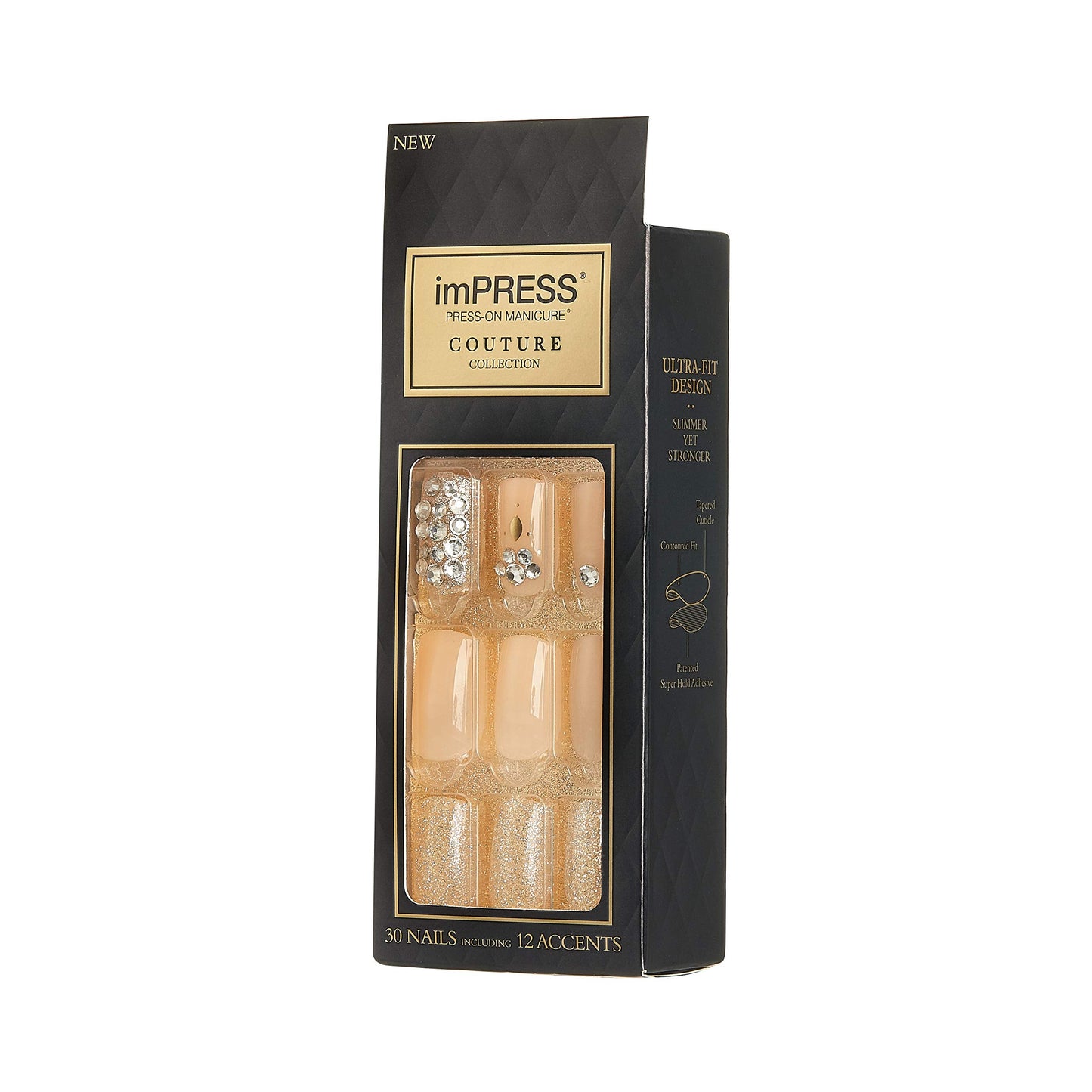 KISS imPRESS Press-On Nails Couture Collection Manicure Kit, ‘Lush Life’, Patented Super-Hold Adhesive, 30 Fake Nails with 12 Accent Nails Beauty & Personal Care KISS