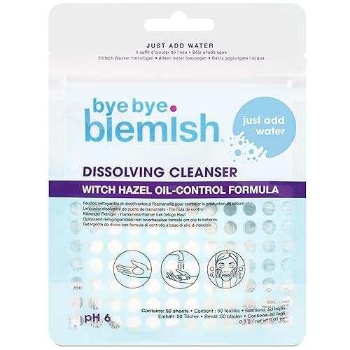 Bye Bye Blemish Dissolving Cleanser Sheets - Witch Hazel Oil-Control Face Wash, Water-Activated Facial Paper Soap for Acne-Prone Skin, Removes Dirt Beauty & Personal Care Bye Bye Blemish