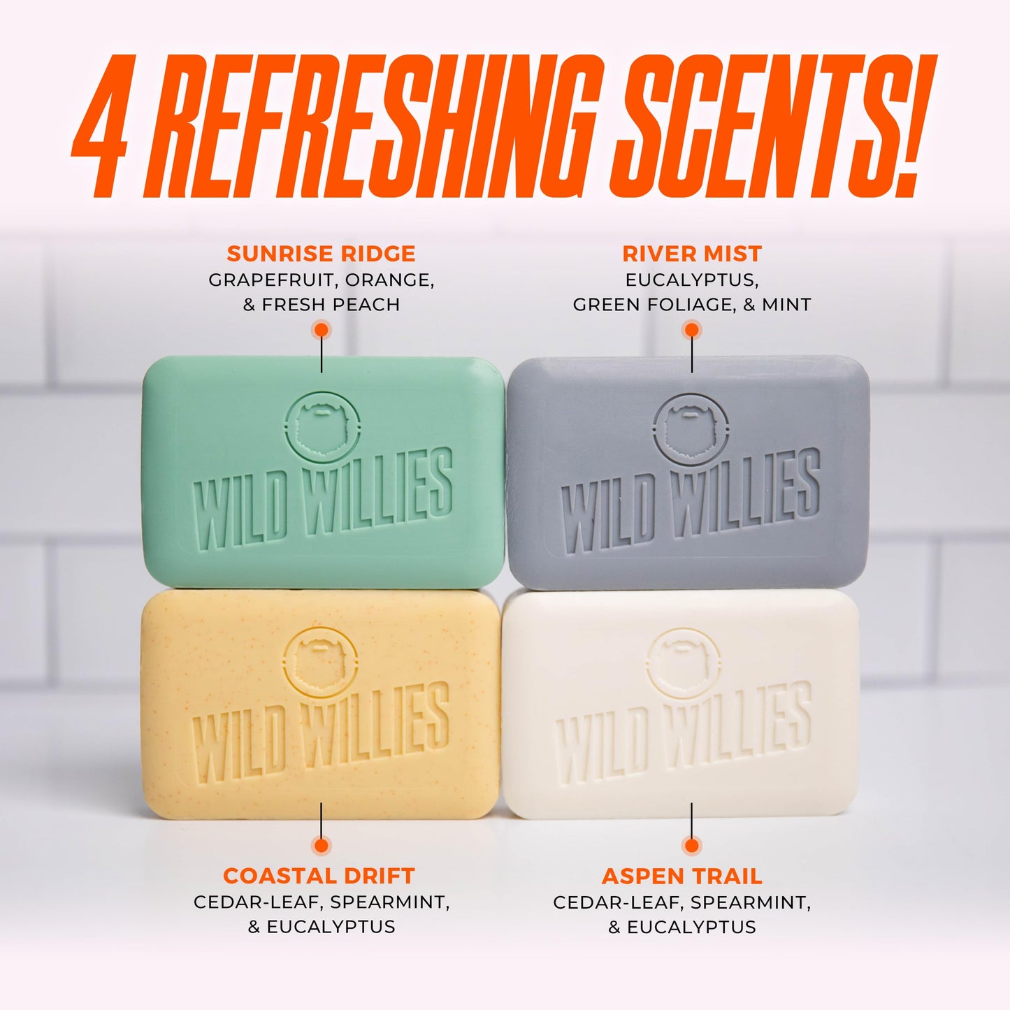 Wild Willies Moisturizing Mens Bar Soap - Bath Soaps with Shea Butter for Odor Protection - Natural Body Bar for Men - Variety Pack, 4 Pack Beauty & Personal Care Wild Willies