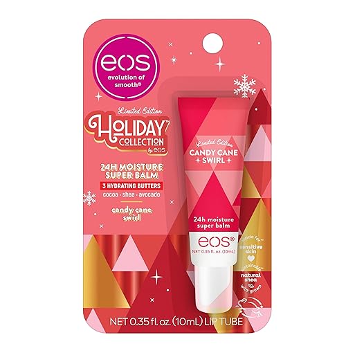 eos Holiday Lip Butter Gift- Candy Cane Swirl Super Balm, 24H Moisture, Stocking Stuffers, 0.35 fl oz Beauty & Personal Care eos