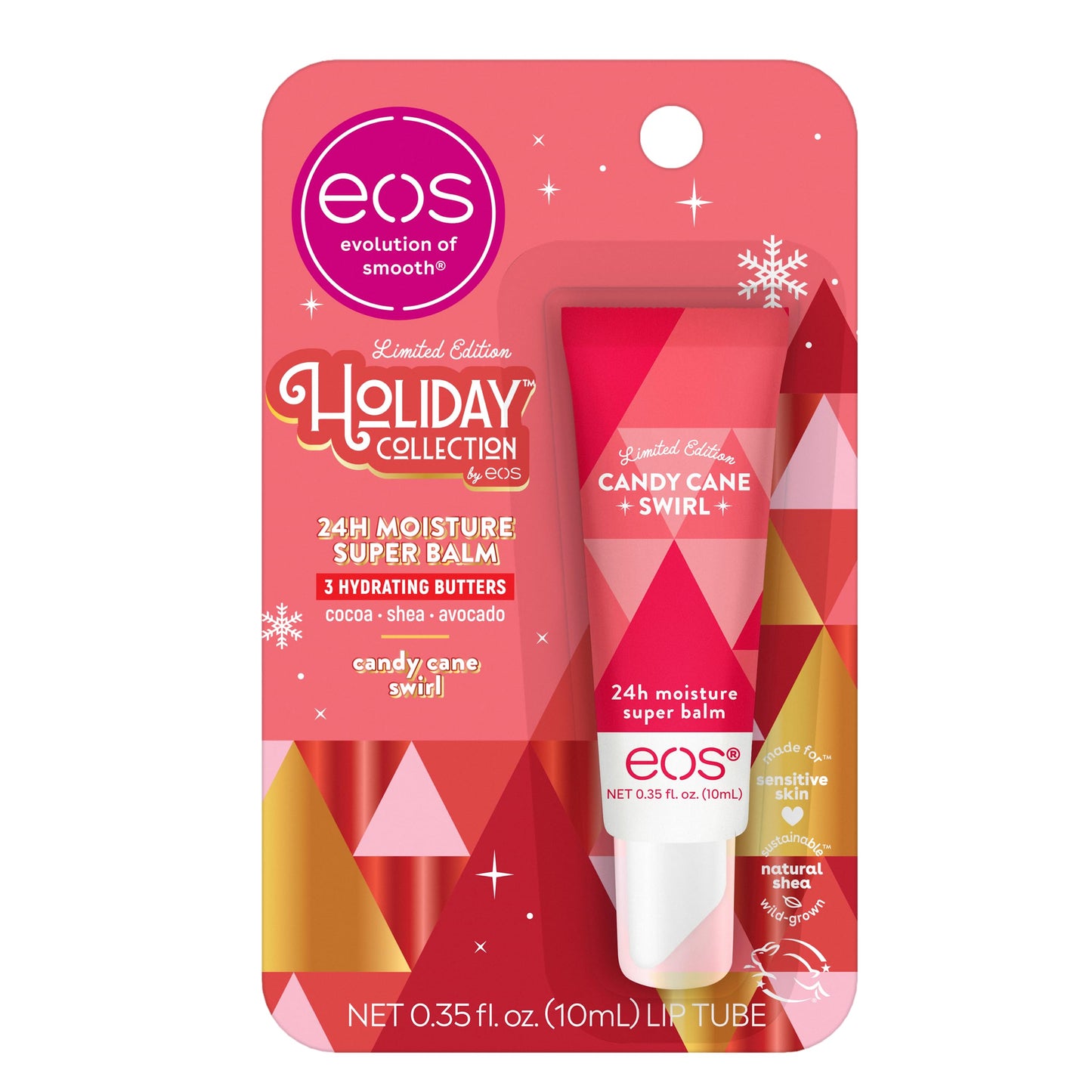 eos Holiday Lip Butter Gift- Candy Cane Swirl Super Balm, 24H Moisture, Stocking Stuffers, 0.35 fl oz Beauty & Personal Care eos