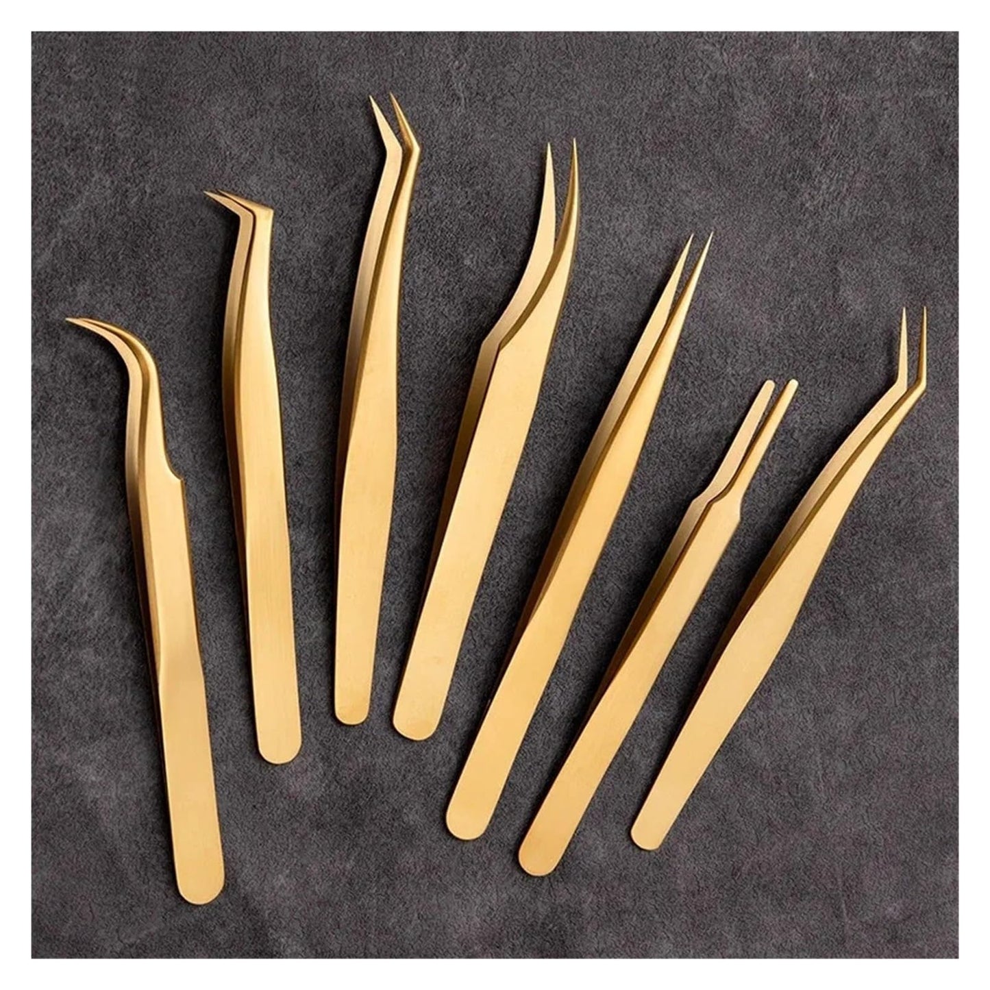 Eyelash Tweezer For False Eyelash Extension Lash Fan Eyebrows Nail Art Clip Cilia Gold Stainless Steel Tweezers Makeup Tools(Tweezers C) Beauty and Personal Care ZXYZXYZZ