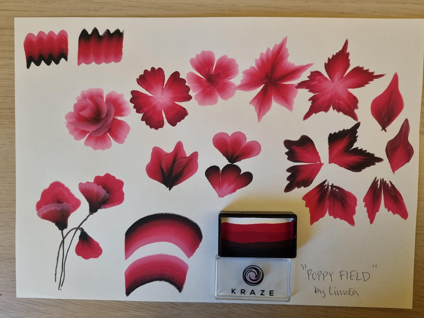 Kraze FX Dome Stroke - Poppy Field by Linnea (25 gm), Professional 1-Stroke Split Cake, Hypoallergenic, Non-Toxic, Water Activated Face & Body Beauty & Personal Care Kraze FX