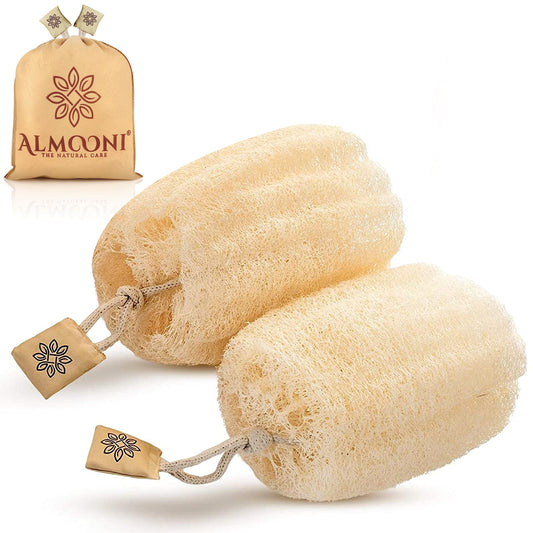 Almooni Natural Loofah Exfoliating Body Scrubber for Men and Women, Real Round Egyptian Loofah Sponge with Consistent Scrub Texture, Large Natural Beauty and Personal Care ALMOONI Default Title