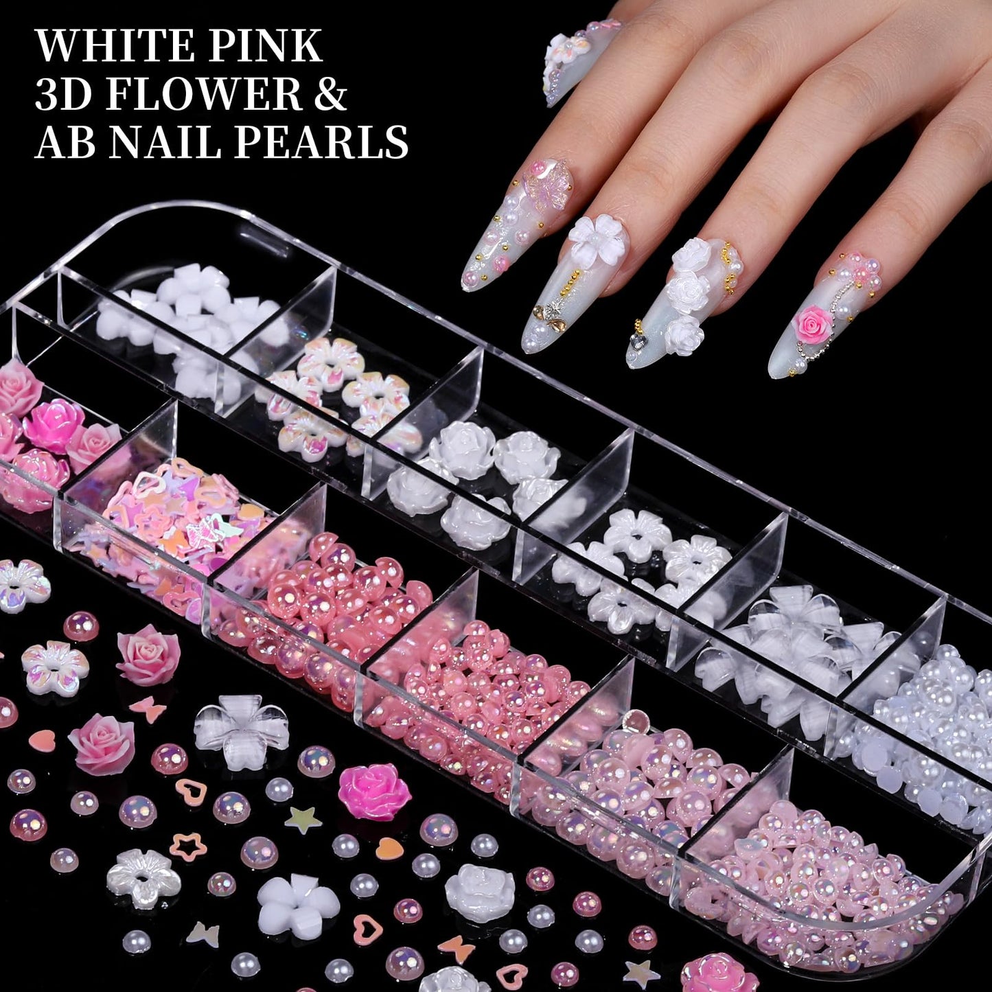 FANDAMEI Nail Charms, Nail Rhinestones Kit with 8 Boxes of Nail Gems, Bedazzling Kit for Nails, Colorful Clear Flatback Rhinestones, Charms Y2K Beauty and Personal Care Fandamei