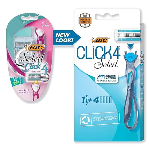 BIC Soleil Bella Click Women's 4-Blade Disposable Razor, 1 Handle and 4 Cartridges Beauty & Personal Care BIC