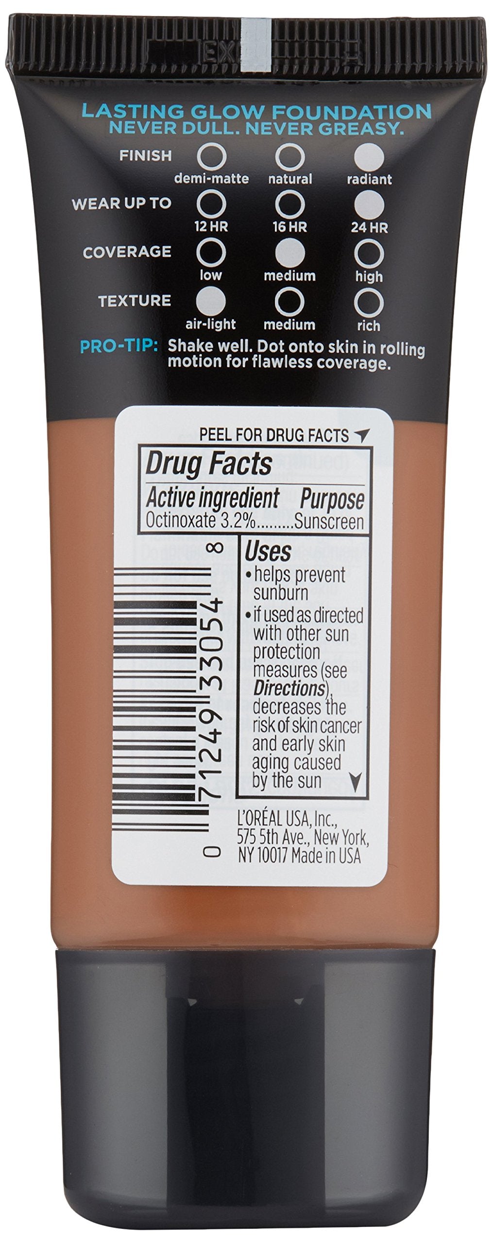 L'Oréal Paris Infallible Pro-Glow Foundation, Cocoa, 1 fl. oz.