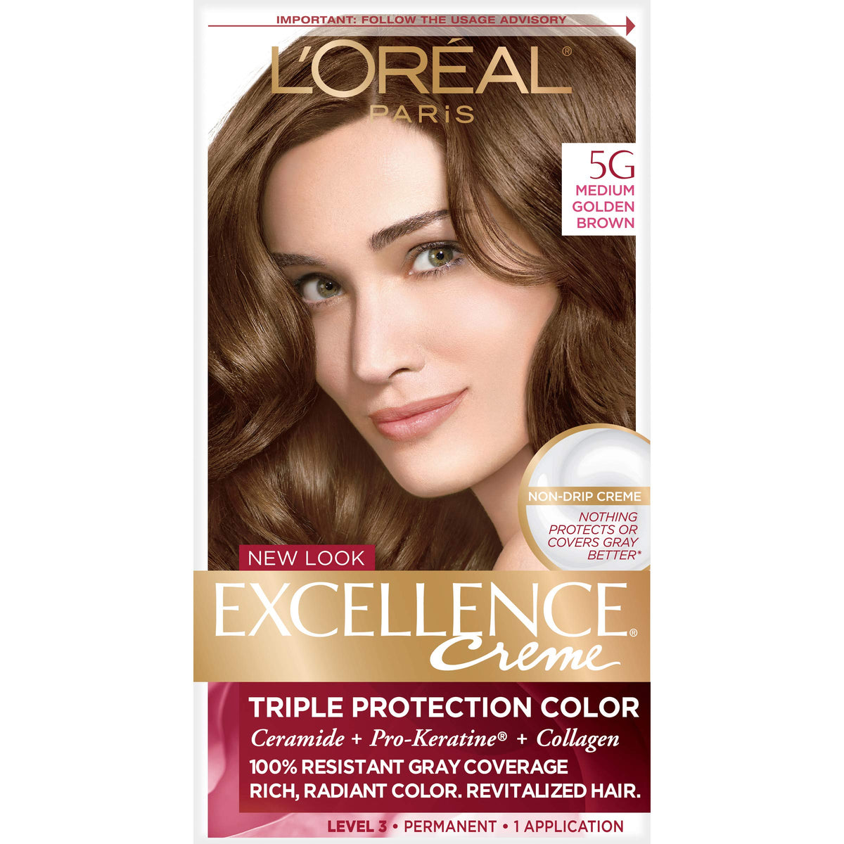 L'Oreal Paris Excellence Creme Hair Color, Medium Golden Brown (Pack of 3)