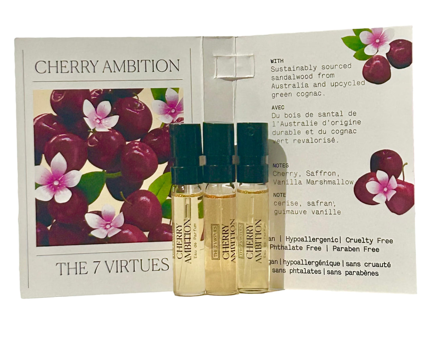 The 7 virtues CHERRY AMBITION Sample Perfume Women Pour Femme EDP Spray 1.7 ml oz - set of 3 (0744) Beauty & Personal Care The 7 virtues
