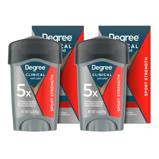 Degree Men Clinical Strength Antiperspirant Deodorant 2 Pack Sport Strength Soft Solid 96-Hour Sweat and Odor Protection 5x Types of Sweat 1.6 oz Beauty and Personal Care Degree