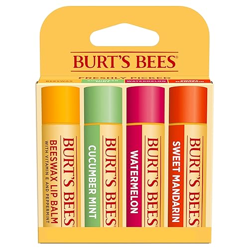 Burt's Bees Lip Balm - Original Beeswax, Cucumber Mint, Watermelon & Sweet Mandarin, With Responsibly Sourced Beeswax, Tint-Free, Natural Origin Beauty & Personal Care Burt's Bees