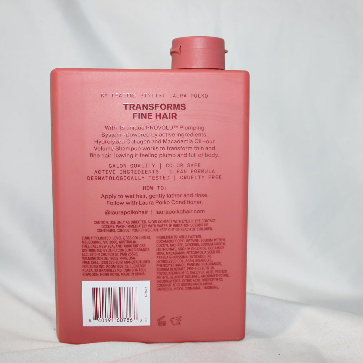 Laura Polko Volume Shampoo, PROVOLU™ Plumping System, Hydrolyzed Collagen and Macadamia Oil, Fine Hair, 13.5 fl oz