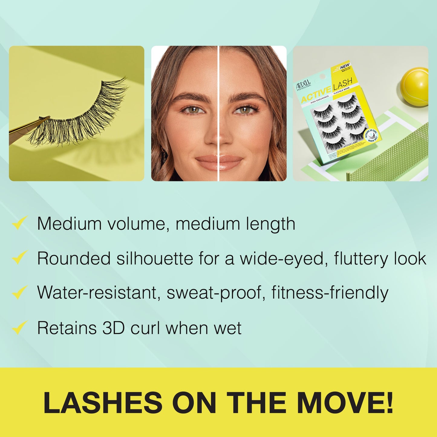 Ardell Active Lash - Pump’n, False Eyelashes, Sweat-Proof Strip Lashes, Water-Resistant, Lightweight, 4 Pairs, 1 Pack Beauty & Personal Care Ardell