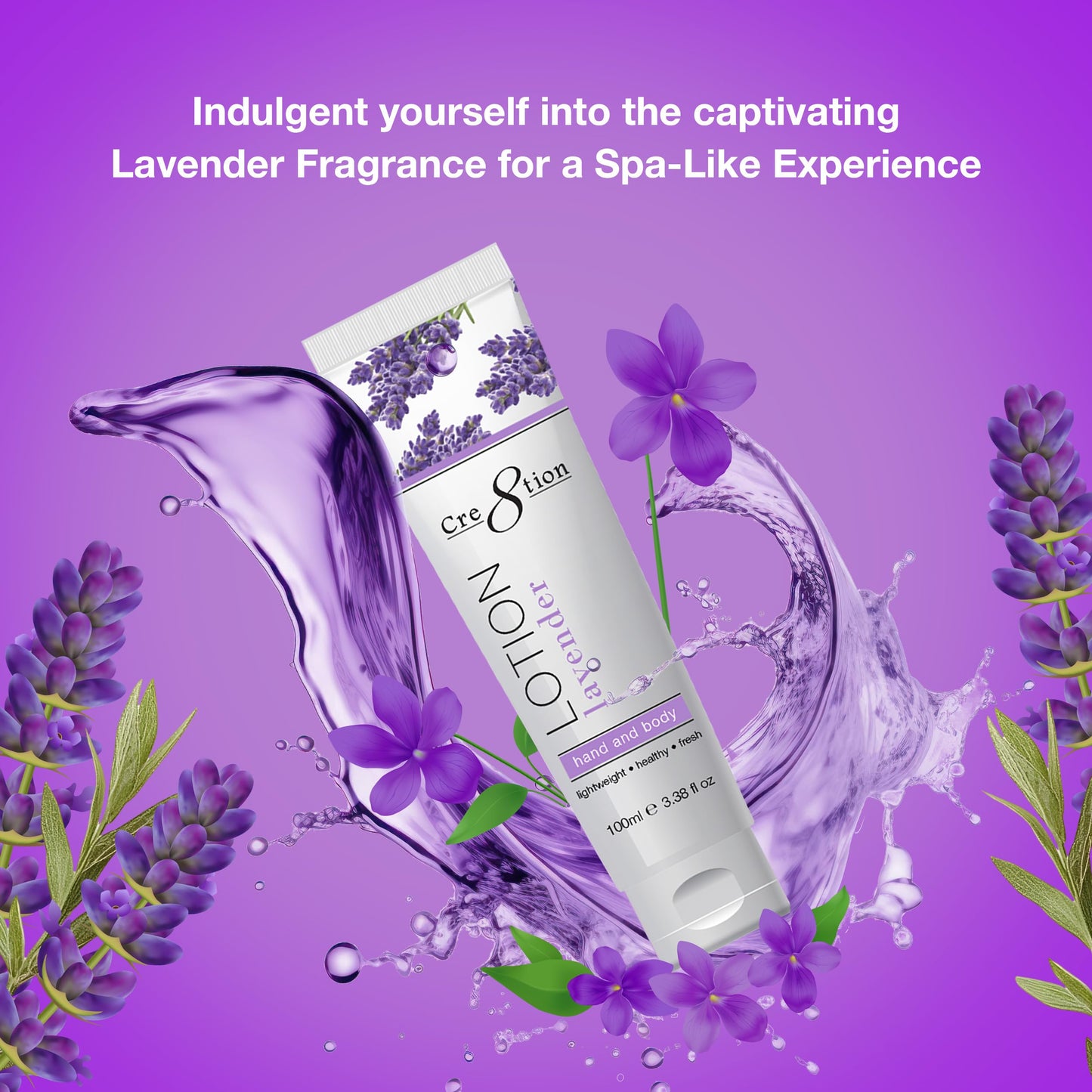 Cre8tion Spa Lavender Hand & Body Lotion, Luxurious Lightweight Moisturizer for Silky, Smooth Skin, 3.3 Fl Oz Beauty & Personal Care Cre8tion