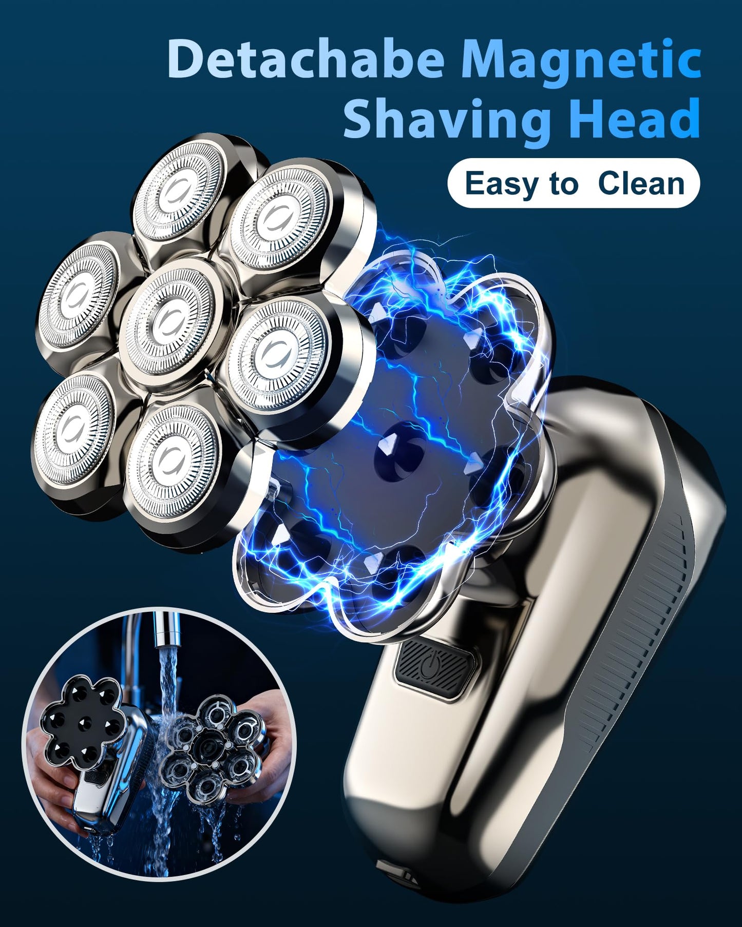 Head Shaver for Bald Men, 5-in-1 Electric Razor with 7D Floating & 2-Speed Modes, IPX7 Waterproof, LED Smart Display and Type-C Fast Charging Beauty and Personal Care SROT