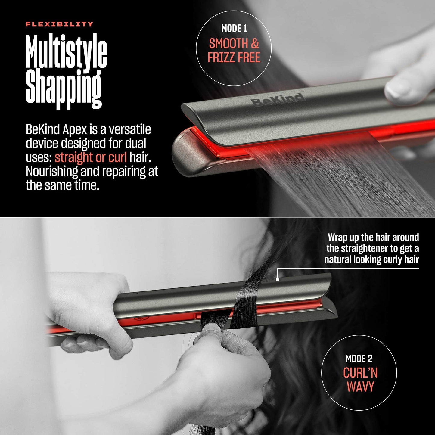 Bekind Apex 2-in-1 Hair Straightener Flat Iron | 1“ 460°F Straightener and Curler for All Hairstyles | UltraSmooth Tech | 15s Fast Heating & Temp Beauty & Personal Care Bekind