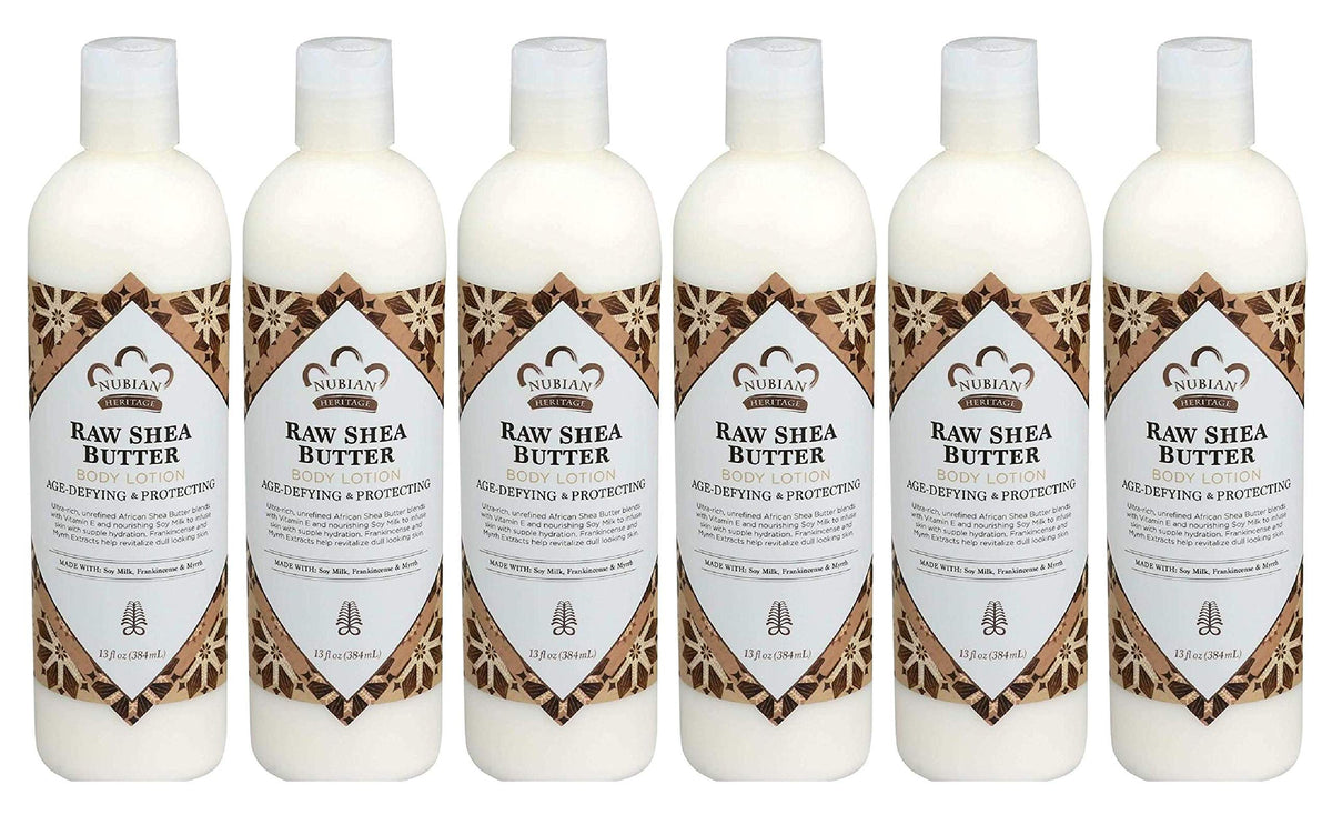 Nubian Heritage Body Lotion Raw Shea Butter 13 Ounce (384ml) (Pack of 6)