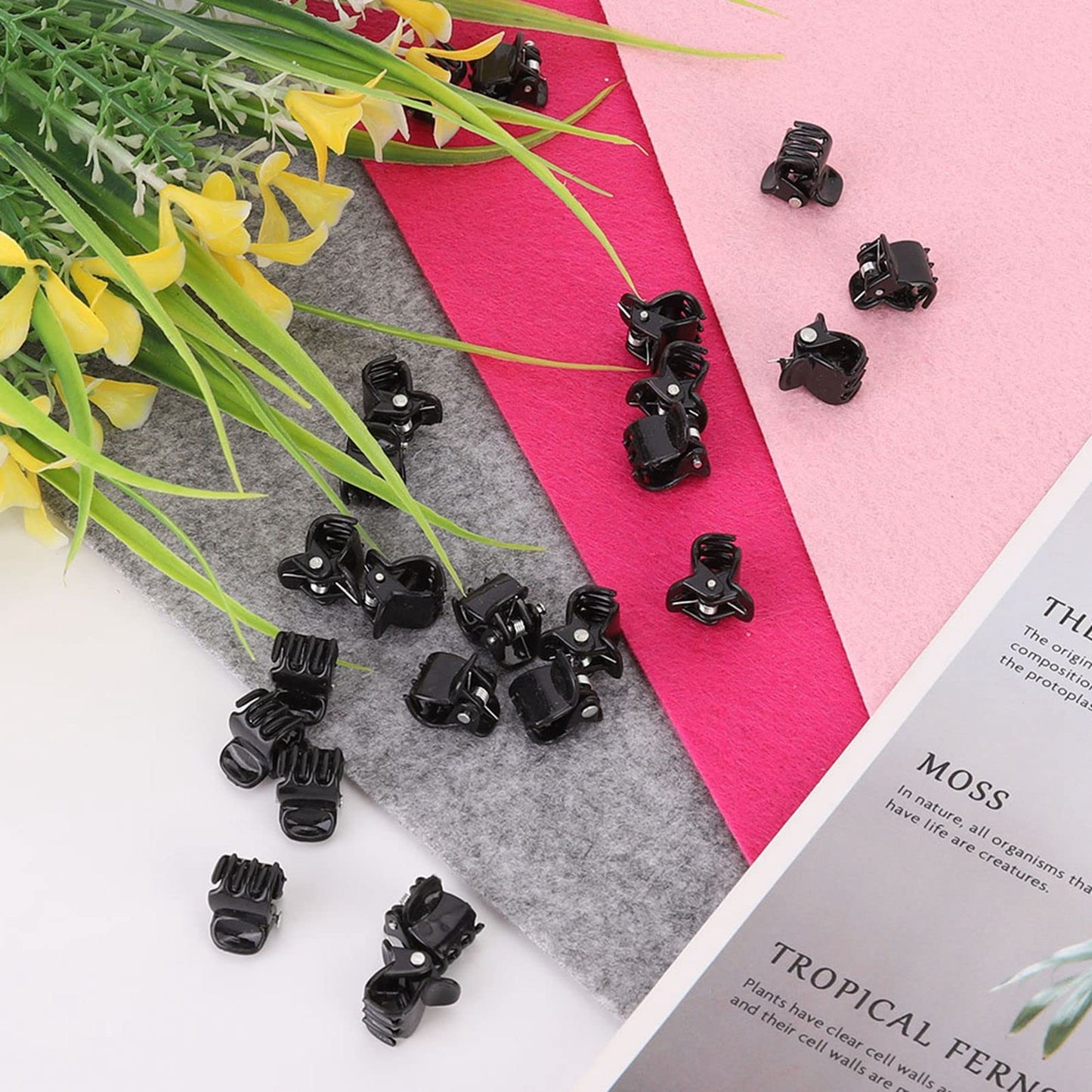 Haosie Mini Hair Clips Set - 100 Stylish Non-Slip Black Plastic Claw, Jaw Clips, Crown Claws and Clamps Hair Accessories for Girls and Women Beauty & Personal Care Haosie