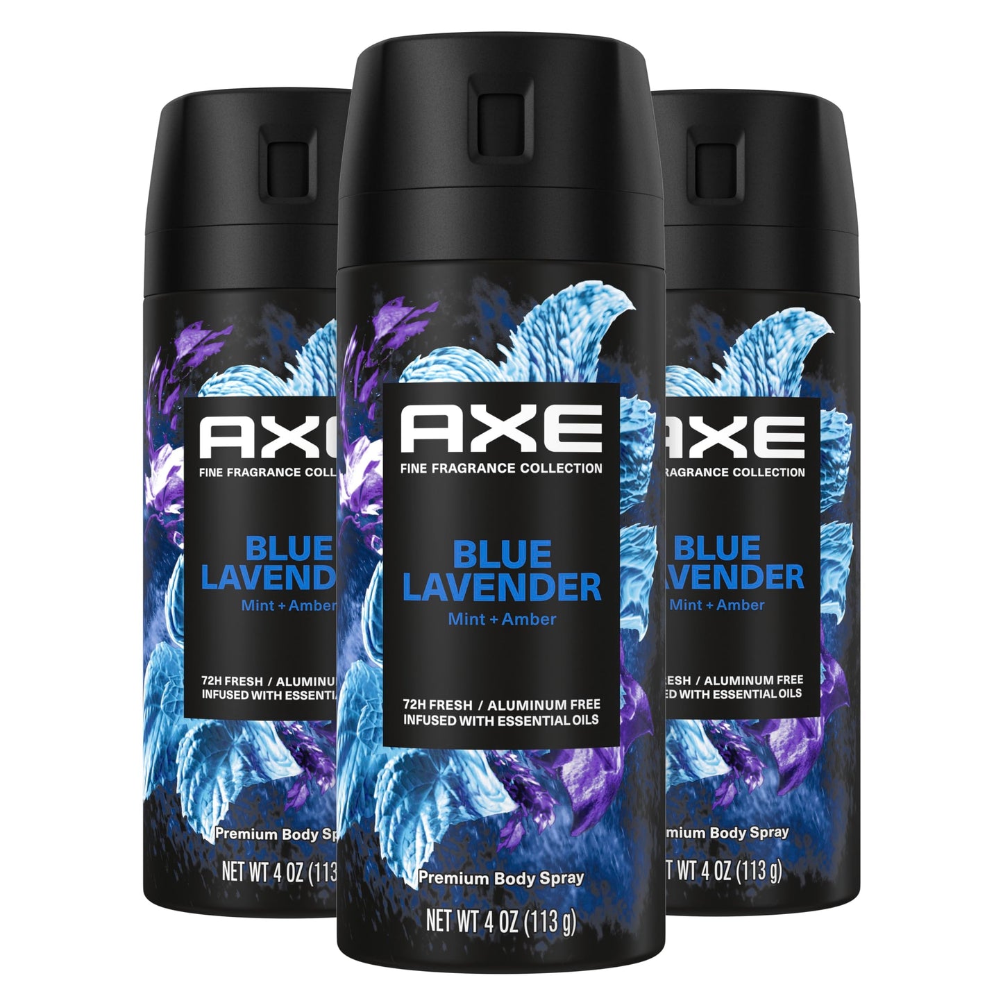 AXE Fine Fragrance Collection Premium Deodorant Body Spray for Men Blue Lavender 3 Count with 72H Odor Protection and Freshness Infused with Lavender Beauty and Personal Care AXE