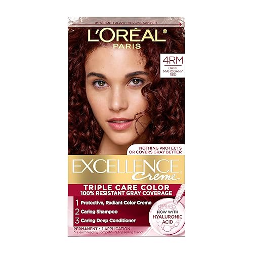 L'Oreal Paris Excellence Crème Permanent Hair Dye, Triple Care Hair Color with Pro-Keratine Complex for 100% Gray Hair Coverage, 4RM Dark Mahogany Beauty & Personal Care L'Oreal Paris
