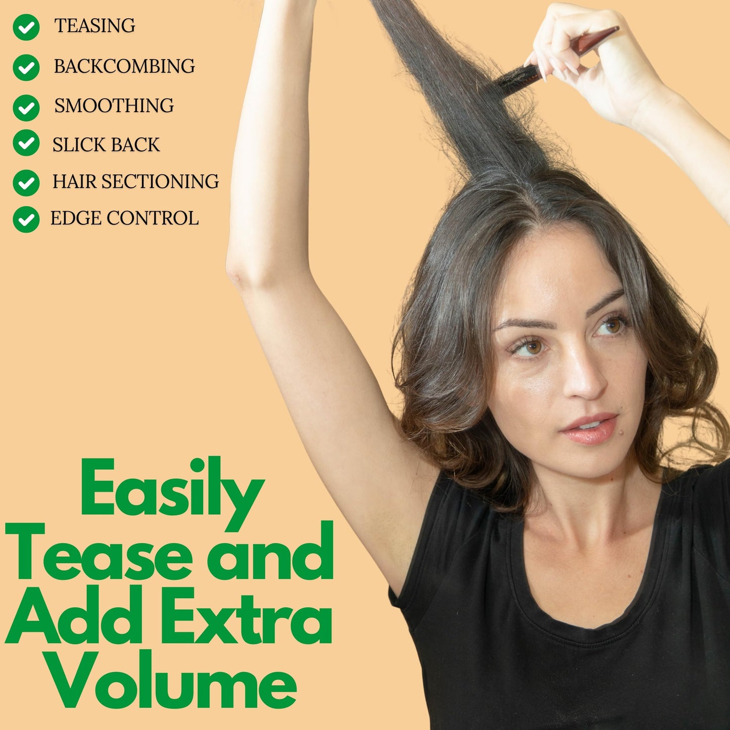 GranNaturals Teasing Boar Bristle Hair Brush for Women - Slick Back Comb with Rat Tail Pick for Hair Sectioning Used for Edge Control, Backcombing Beauty & Personal Care GranNaturals