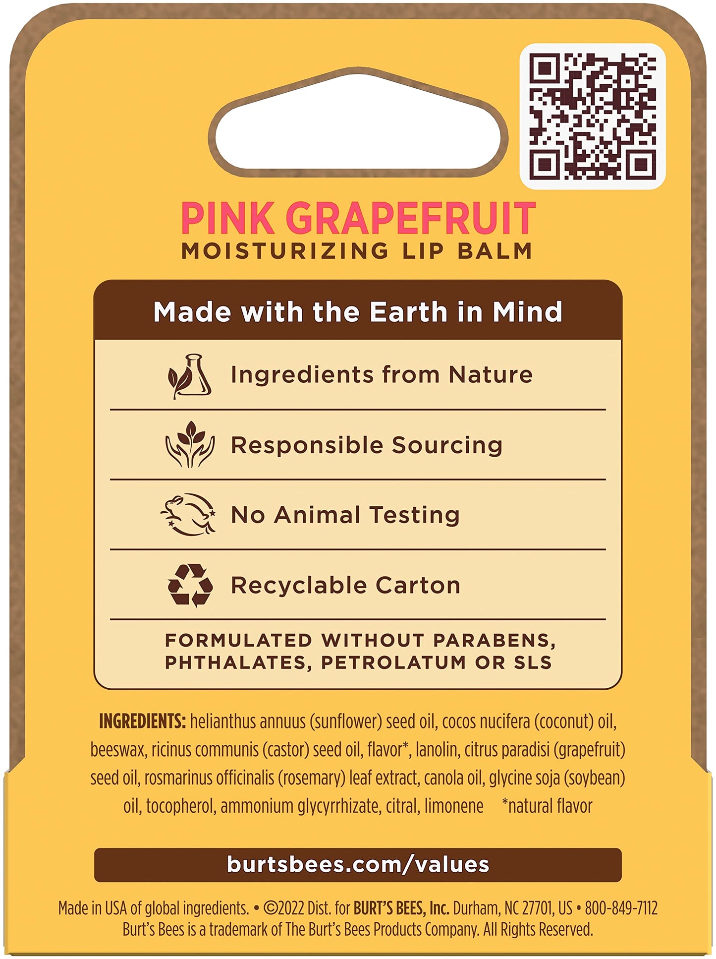 Burt's Bees 100% Natural Lip Balm, Pink Grapefruit Blister Box, 0.15 Ounce Beauty & Personal Care Burt's Bees