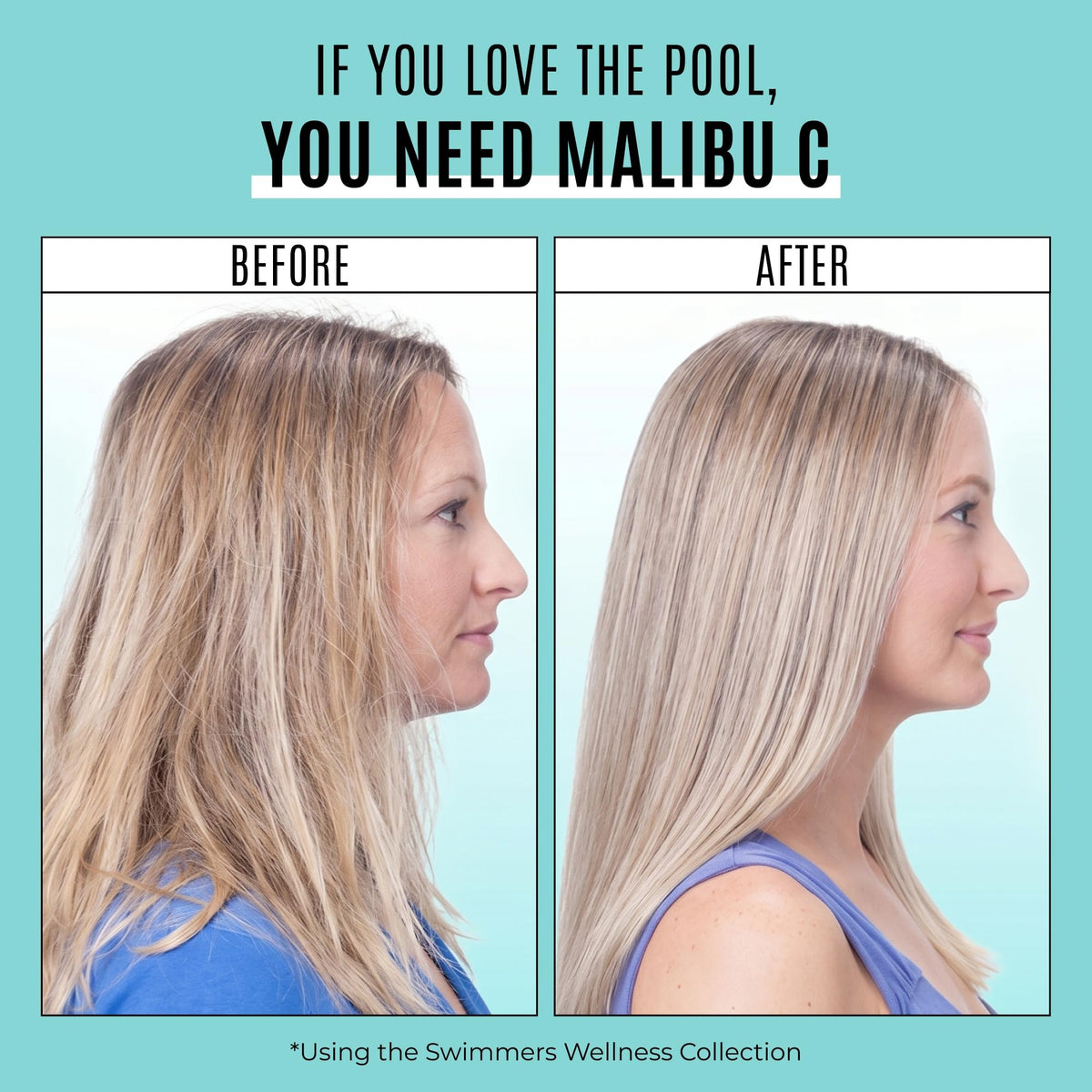 Malibu C Swimmers Wellness Remedy & After Pool Hair Care - Restoring & Hydrating Swim Treatment with Vitamin C Complex - Protects Against