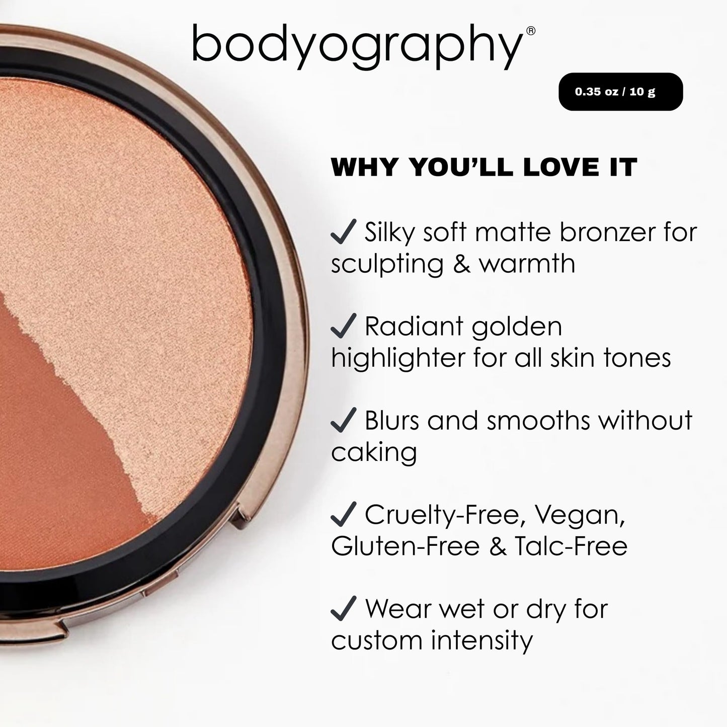 Bodyography Sunsculpt Bronzer & Highlighter Duo | Matte Bronzer & Golden Highlighter Compact | Silky, Buildable, Non-Comedogenic Powder for All Skin Beauty & Personal Care Bodyography
