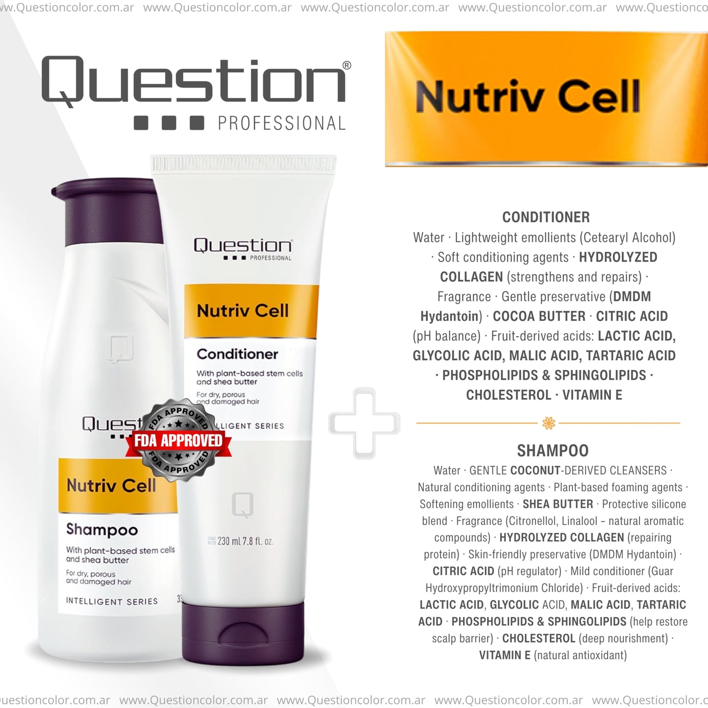QUESTION PROFESSIONAL Sulfate Free Shampoo and Conditioner Set for Dry Damaged Hair with Shea Butter Plant Stem Cells Frizz Control Moisture Repair Beauty & Personal Care QUESTION PROFESSIONAL