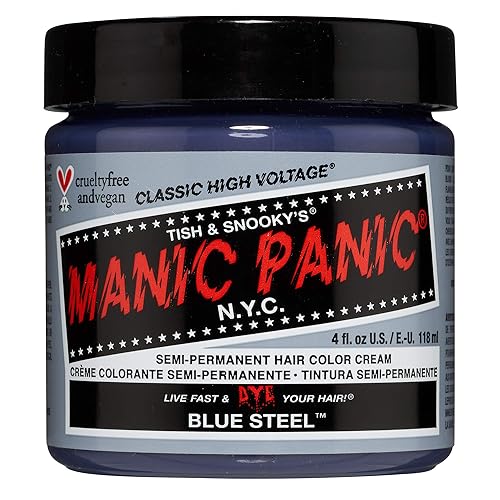 MANIC PANIC Classic Blue Steel Semi Permanent Hair Color - Cool Silver Hair Dye for Women & Men That Lasts 4-6 Weeks - Vegan, Ammonia & Cruelty-Free Beauty & Personal Care MANIC PANIC