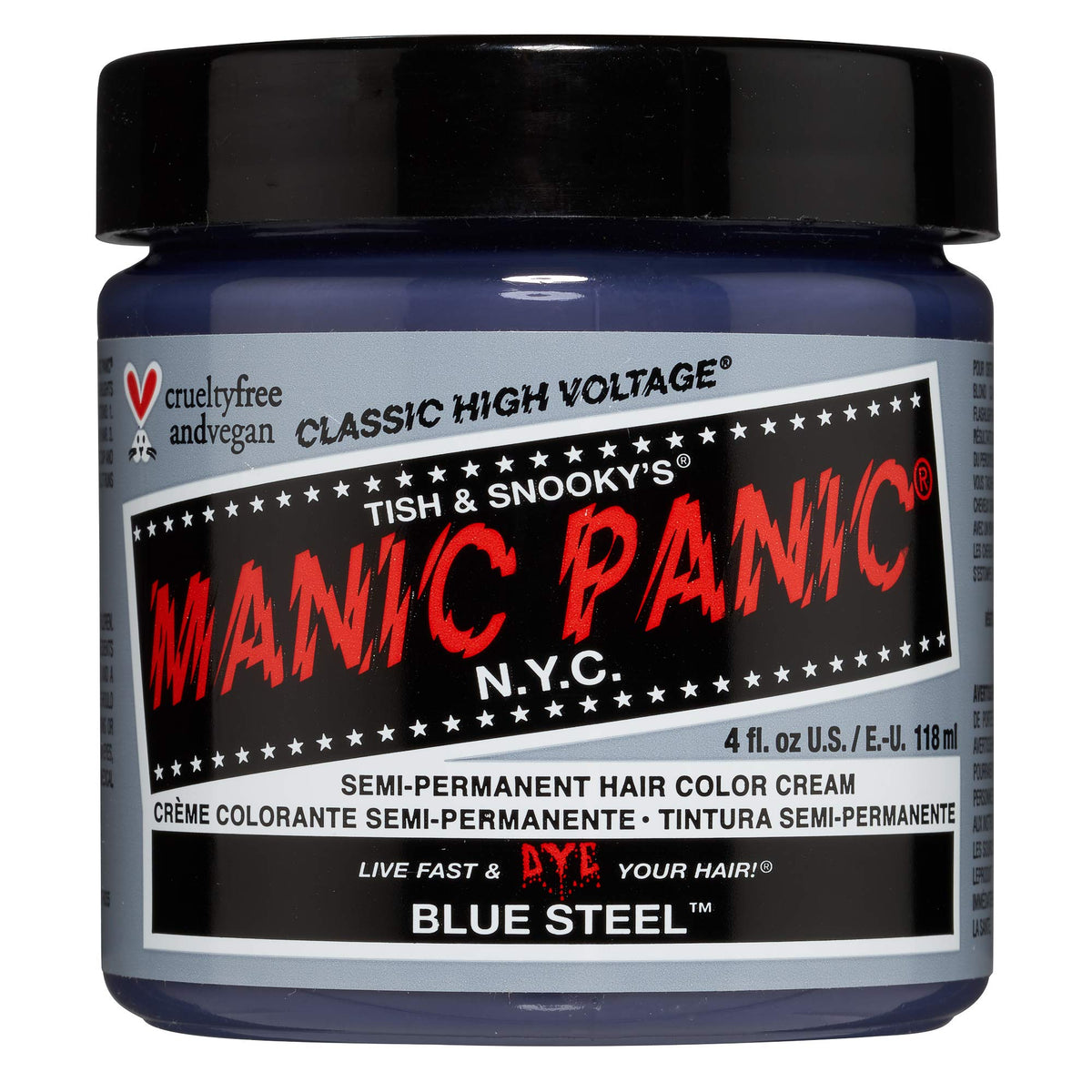 MANIC PANIC Classic Blue Steel Semi Permanent Hair Color - Cool Silver Hair Dye for Women & Men That Lasts 4-6 Weeks - Vegan, Ammonia & Cruelty-Free Beauty & Personal Care MANIC PANIC