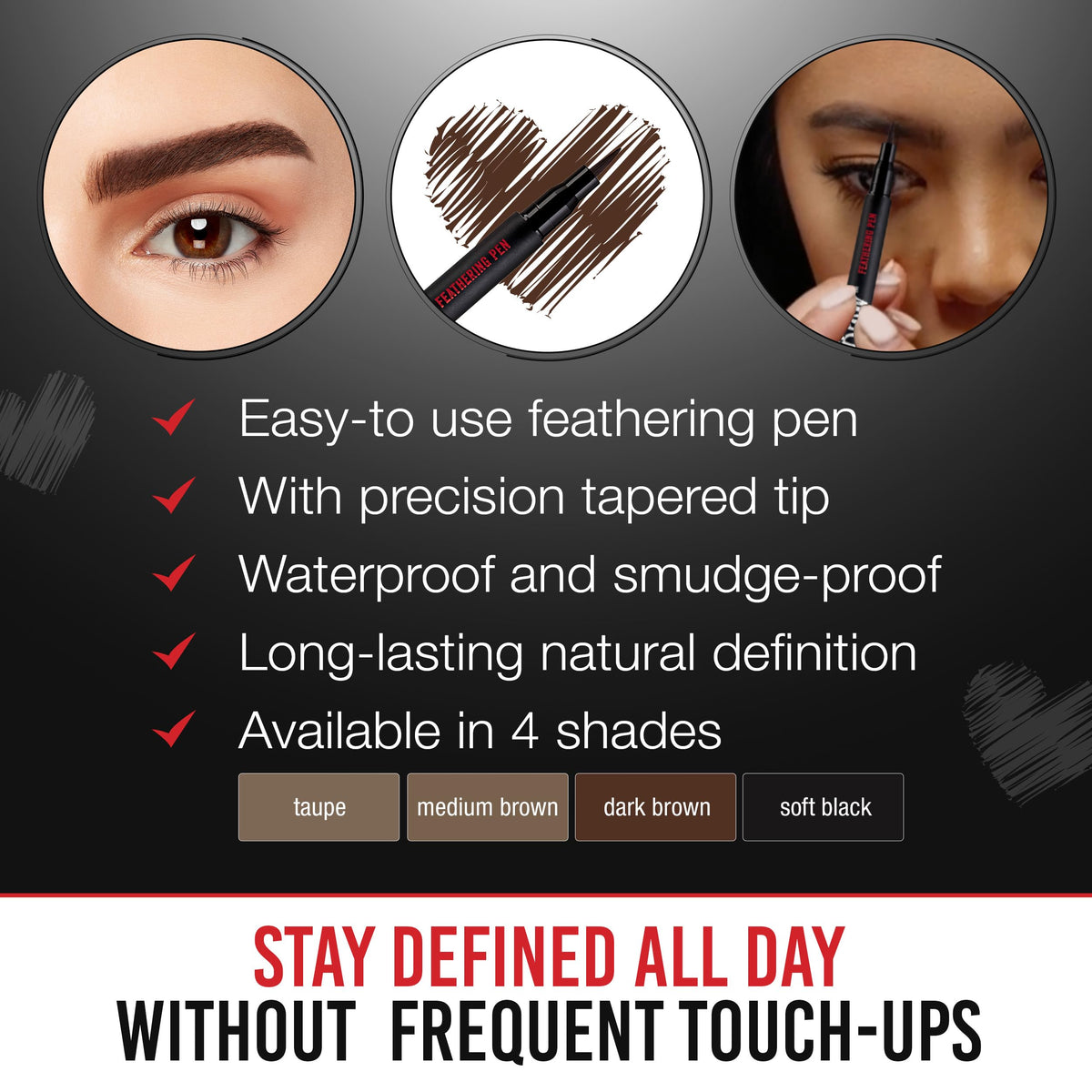 Ardell Stroke a Brow Pencil Feathering Eyebrow Pen - Precise Micro-Tip, Long-Lasting Waterproof Eyebrow Pencil, Precision Tip, Dark Brown, 1 Pack Beauty & Personal Care Ardell