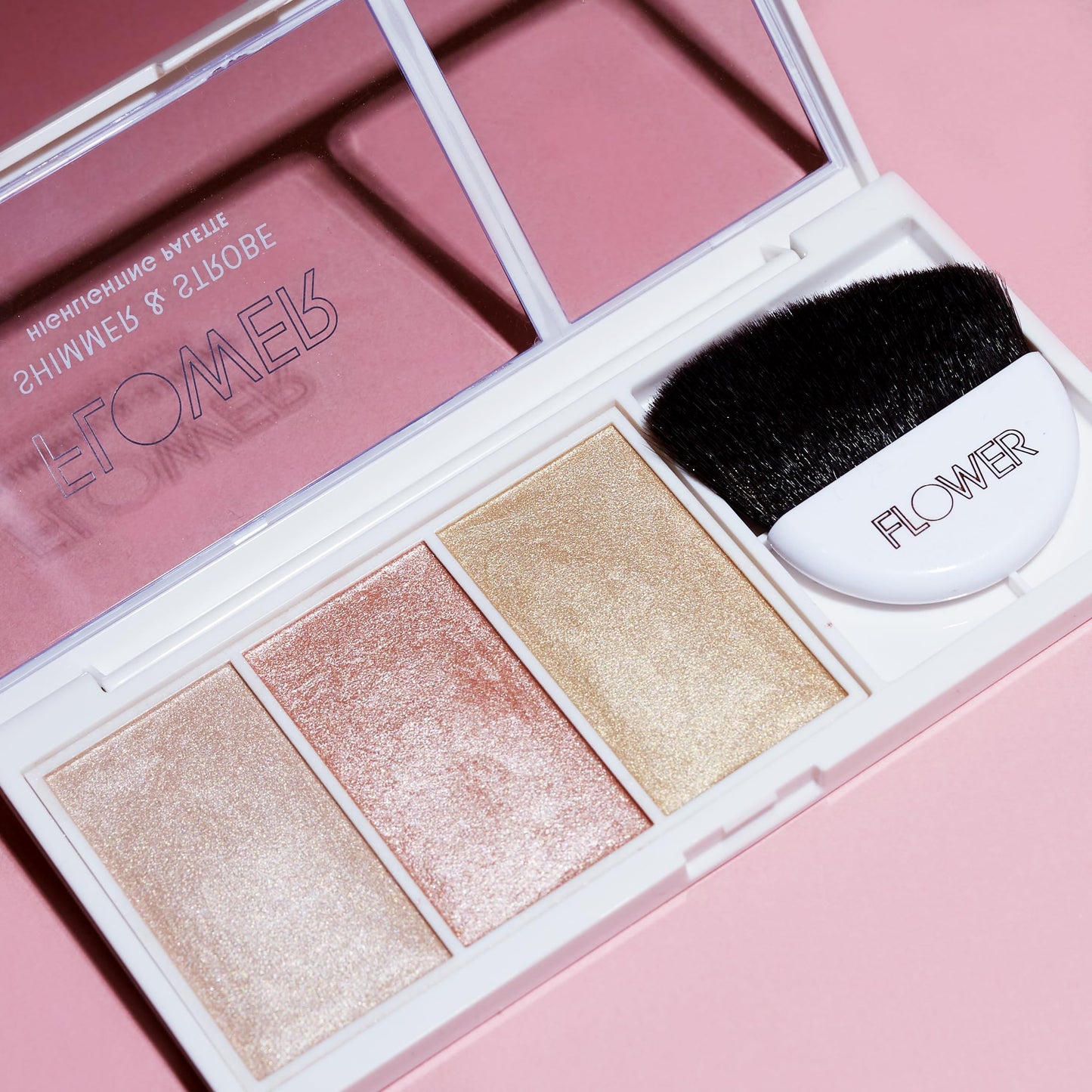 FLOWER Beauty By Drew Barrymore Shimmer + Strobe Highlighting Palette - Glowing Bronzer Powder Kit For Face + Blendable Coverage - Skintones + 3 Beauty & Personal Care FLOWER BEAUTY