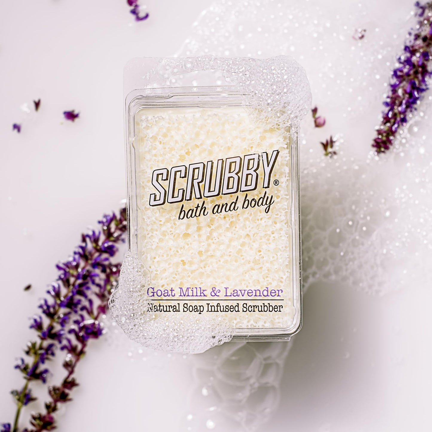 Scrubby Soap - Goats Milk & Lavender - Scented Natural Soap Infused Scrubber - Exfoliating and Hydrating Bath & Body Bar Beauty & Personal Care Scrubby