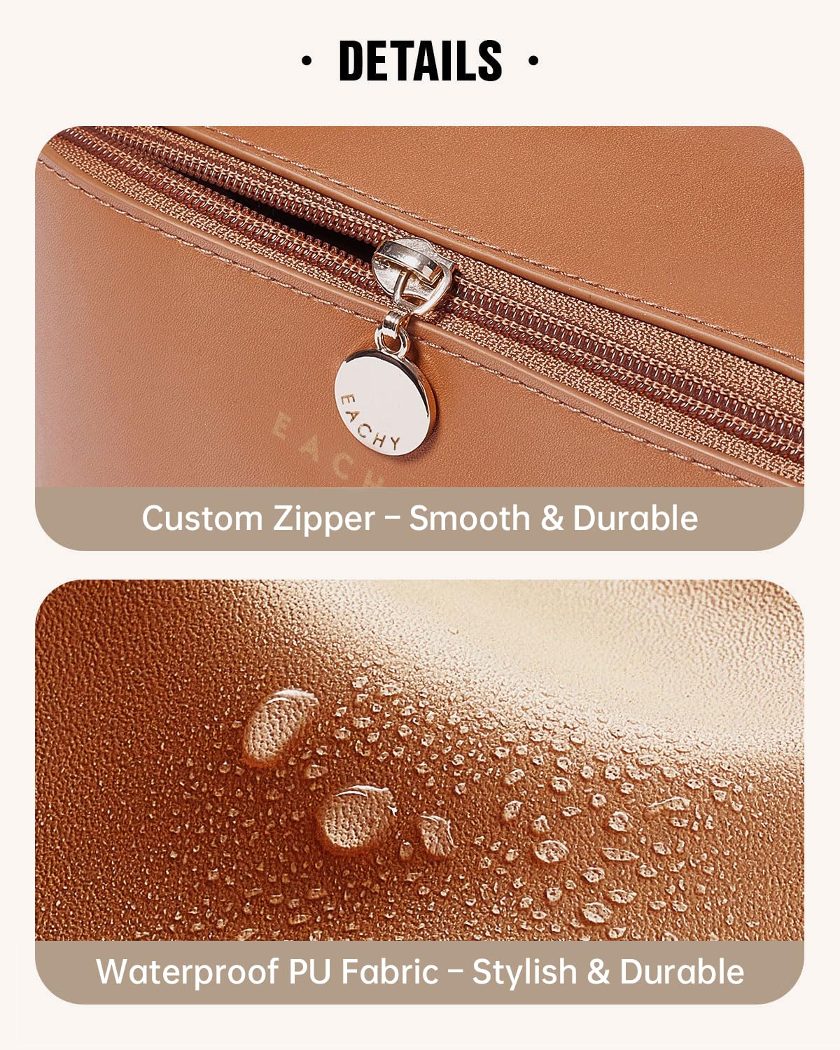EACHY Travel Makeup Bag,Large Capacity Cosmetic Bags for Women,Waterproof Portable Pouch Open Flat Toiletry Bag Make up Bag with Divider and Handle Beauty and Personal Care EACHY