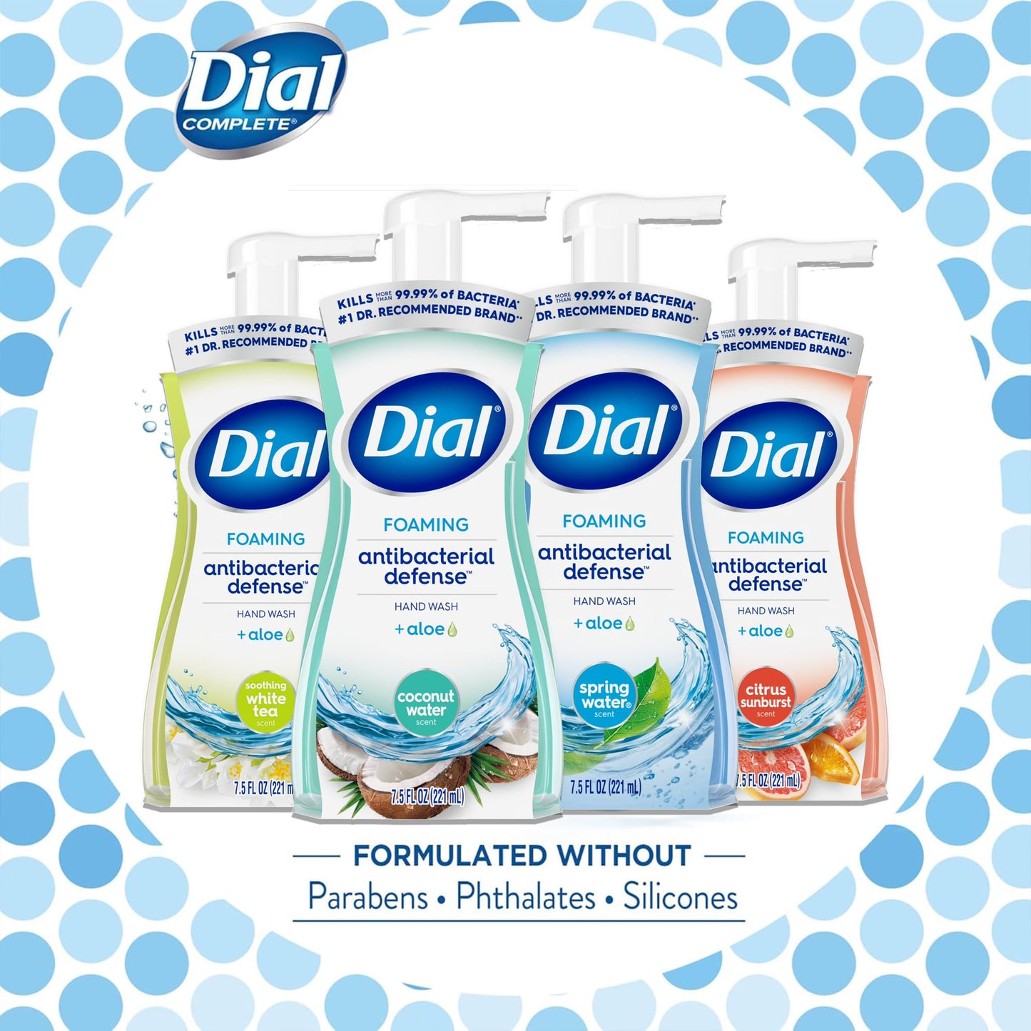 Dial Complete Foaming Anti-Bacterial Hand Wash Variety 4-Pack - Assorted Scents. 7.5 Oz Each Beauty & Personal Care Dial