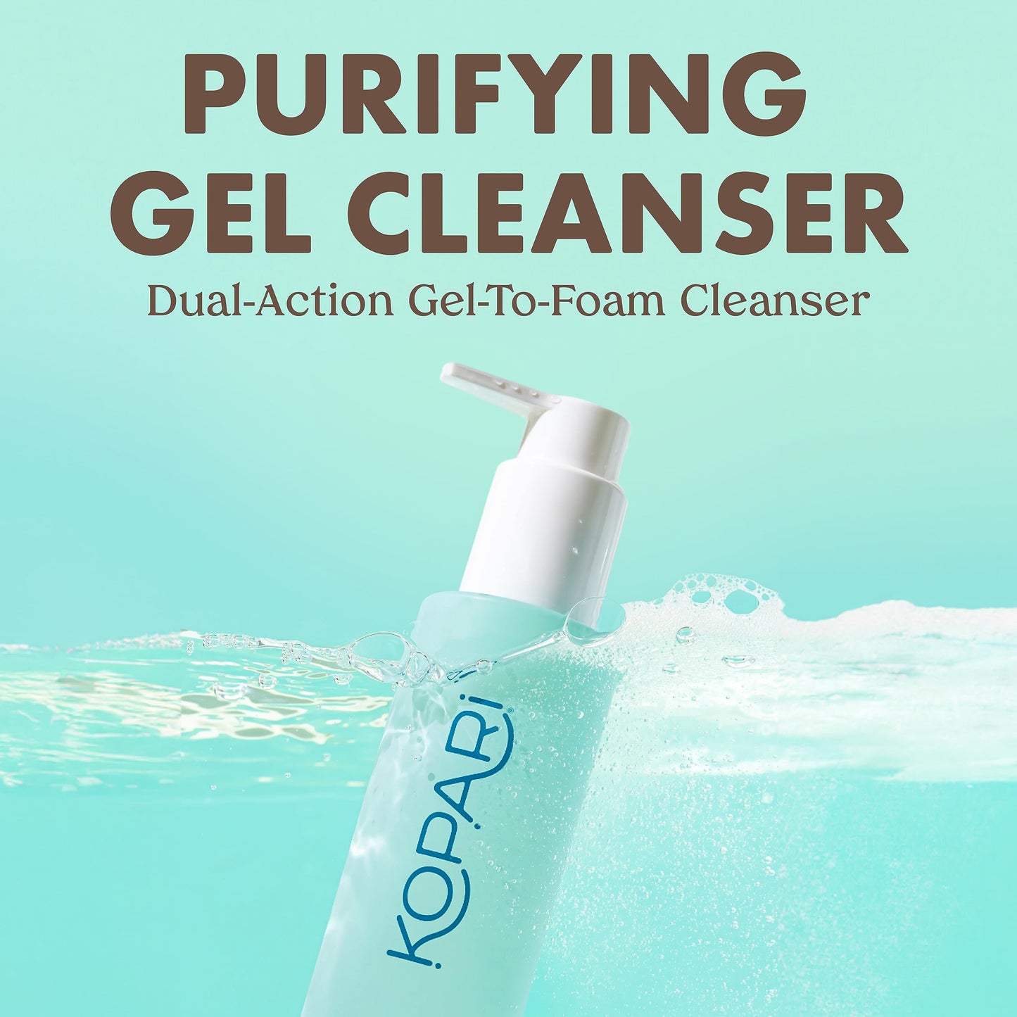 Kopari Marine Clean Purifying Gel Cleanser, Infused with Amino Acids & Vitamin B5, Dual-Action Gel-to-Foam Cleanser, Gentle and Nourishing, 5 oz | New Beauty & Personal Care Kopari