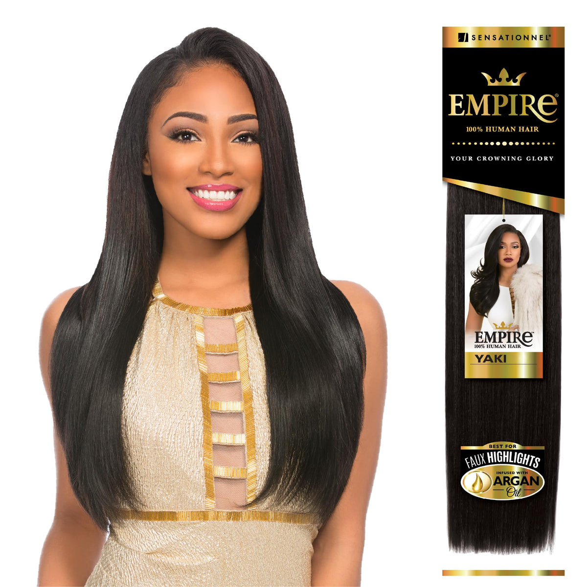 Sensationnel Empire Yaki Human Hair,1 Pack 14 inch, T1B/ROSEGOLD