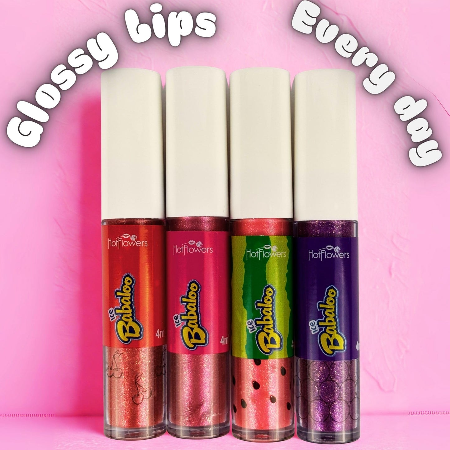 HOT FLOWERS Ice Babaloo Lip Gloss - Moisturizing Gloss with Coconut Oil - Hydrating & Flavored - 15g (Cherry) Beauty & Personal Care HOT FLOWERS