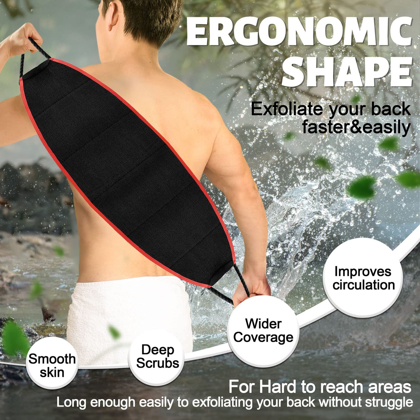 Evridwear Exfoliating Body Scrubber with Handles Back Washer Back Scrubber for Shower Bath Dry Skin Whole Body Deep Clean Men Women(Heavy) Beauty & Personal Care Evridwear