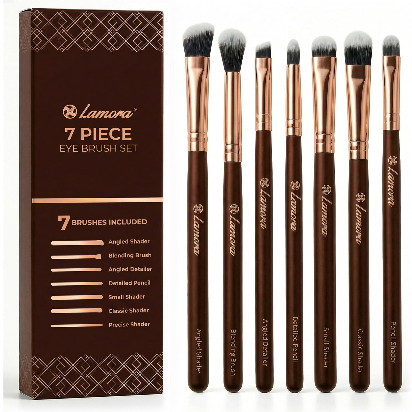 Eye Makeup Brushes Eyeshadow Brush Set - 7pcs Soft Synthetic Eyeshadow Blending Brush Kit - For Blending Eyeshadow, Eyeliner, Crease, Eyebrow - Long Beauty & Personal Care Lamora